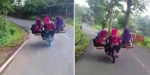 Motosiklet üzerinde 11 kişi yolculuk etti