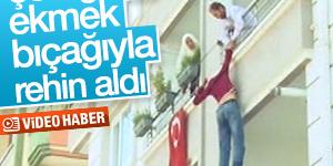Çocuğunu ekmek bıçağıyla rehin aldı