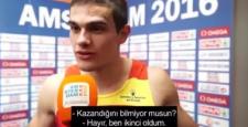 Yarışta birinci olduğuna inanamayan sporcu