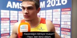 Yarışta birinci olduğuna inanamayan sporcu