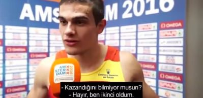 Yarışta birinci olduğuna inanamayan sporcu